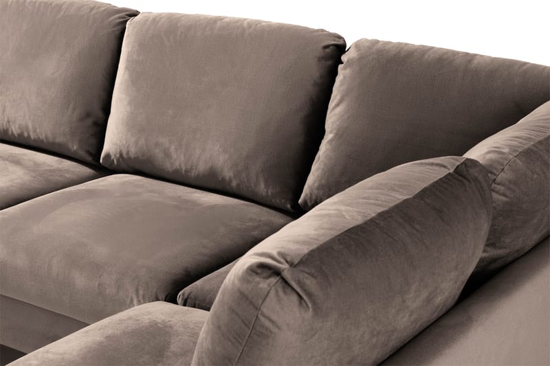 Trend 4-sits Högervänd U-formad Soffa med Divan och Schäslong i Sammet - Brun - Möbler - Vardagsrum - Soffor - U-soffor