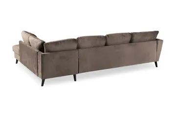 Trend 4-sits Högervänd U-formad Soffa med Divan och Schäslong i Sammet - Brun - Möbler - Vardagsrum - Soffor - U-soffor