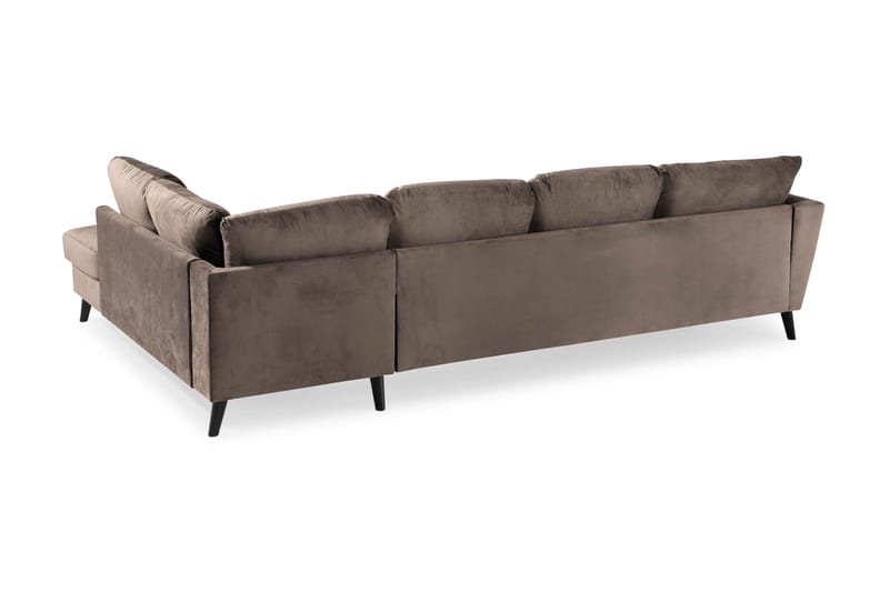 Trend 4-sits Högervänd U-formad Soffa med Divan och Schäslong i Sammet - Brun - Möbler - Vardagsrum - Soffor - U-soffor