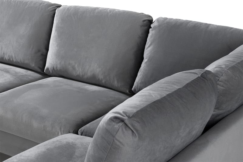 Trend 4-sits Högervänd U-formad Soffa med Divan och Schäslong i Sammet - Ljusgrå - Möbler - Vardagsrum - Soffor - U-soffor