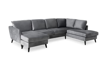 Trend 4-sits Högervänd U-formad Soffa med Divan och Schäslong i Sammet - Ljusgrå - Möbler - Vardagsrum - Soffor - U-soffor