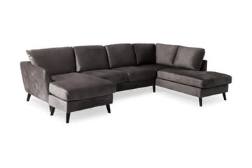 Trend 4-sits Högervänd U-formad Soffa med Divan och Schäslong i Sammet - Mörkgrå - Möbler - Vardagsrum - Soffor - U-soffor