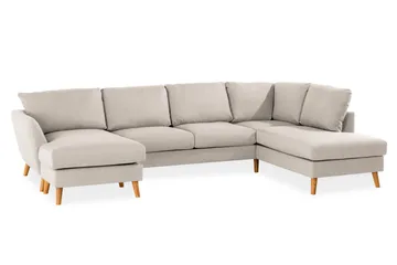 Trend 4-sits Högervänd U-formad Soffa med Divan och Schäslong i Tyg - Beige - Möbler - Vardagsrum - Soffor - U-soffor