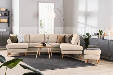 Trend 4-sits Högervänd U-formad Soffa med Divan och Schäslong i Tyg - Beige - Möbler - Vardagsrum - Soffor - U-soffor