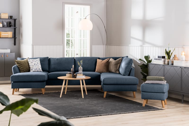 Trend 4-sits Högervänd U-formad Soffa med Divan och Schäslong i Tyg - Blå - Möbler - Vardagsrum - Soffor - U-soffor