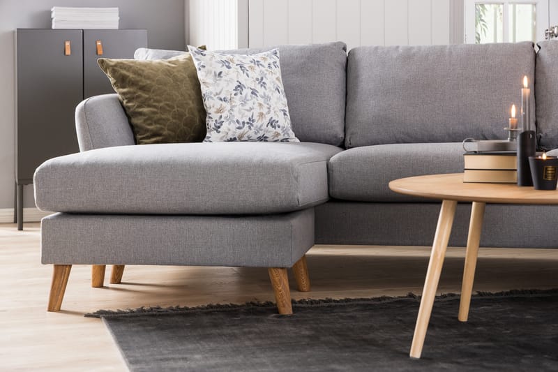 Trend 4-sits Högervänd U-formad Soffa med Divan och Schäslong i Tyg - Grå - Möbler - Vardagsrum - Soffor - U-soffor