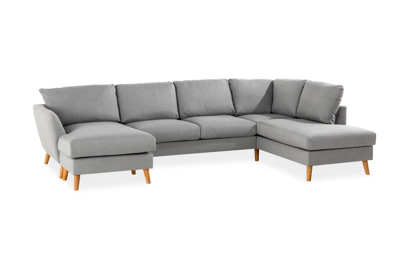 Trend 4-sits Högervänd U-formad Soffa med Divan och Schäslong i Tyg - Grå - Möbler - Vardagsrum - Soffor - U-soffor