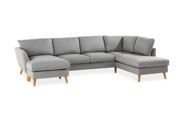 Trend 4-sits Högervänd U-formad Soffa med Divan och Schäslong i Tyg - Grå - Möbler - Vardagsrum - Soffor - U-soffor