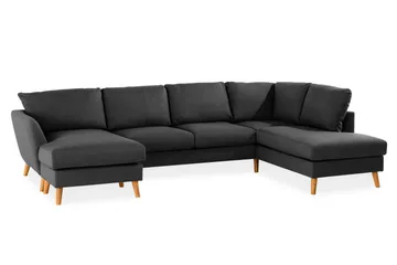 Trend 4-sits Högervänd U-formad Soffa med Divan och Schäslong i Tyg - Svart - Möbler - Vardagsrum - Soffor - U-soffor