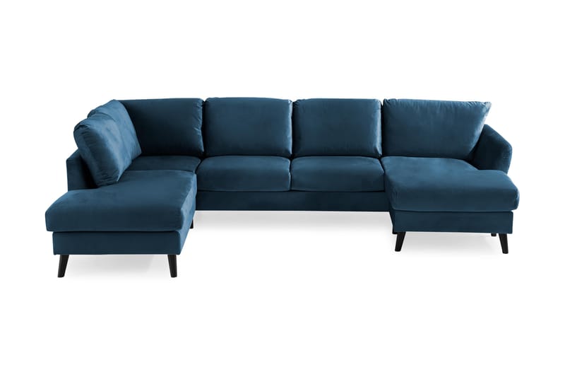 Trend 4-sits Vänstervänd U-formad Soffa med Divan och Schäslong i Sammet - Blå - Möbler - Vardagsrum - Soffor - U-soffor