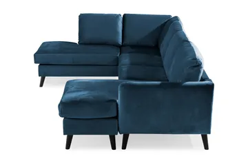 Trend 4-sits Vänstervänd U-formad Soffa med Divan och Schäslong i Sammet - Blå - Möbler - Vardagsrum - Soffor - U-soffor