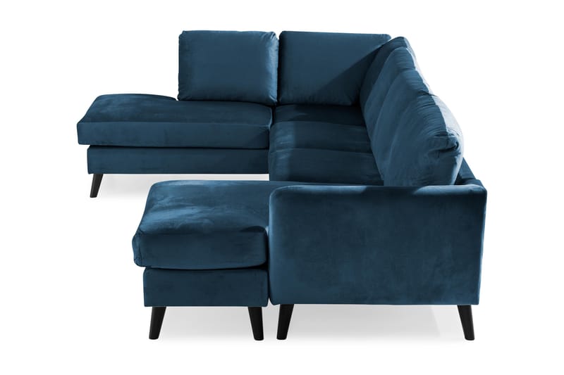 Trend 4-sits Vänstervänd U-formad Soffa med Divan och Schäslong i Sammet - Blå - Möbler - Vardagsrum - Soffor - U-soffor