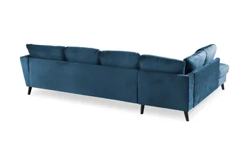 Trend 4-sits Vänstervänd U-formad Soffa med Divan och Schäslong i Sammet - Blå - Möbler - Vardagsrum - Soffor - U-soffor