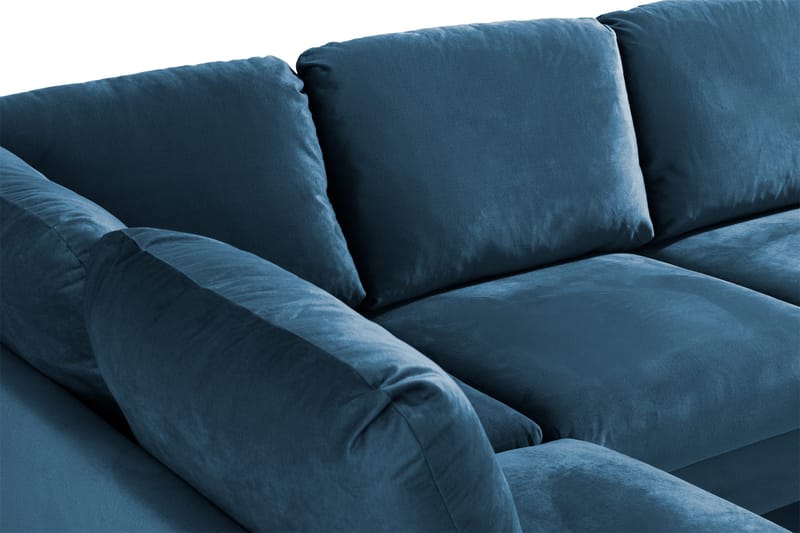 Trend 4-sits Vänstervänd U-formad Soffa med Divan och Schäslong i Sammet - Blå - Möbler - Vardagsrum - Soffor - U-soffor