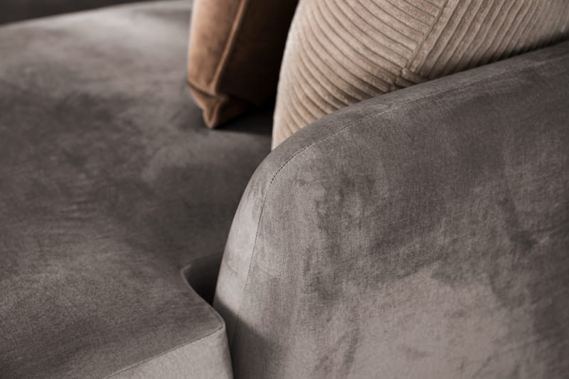 Trend 4-sits Vänstervänd U-formad Soffa med Divan och Schäslong i Sammet - Brun - Möbler - Vardagsrum - Soffor - U-soffor