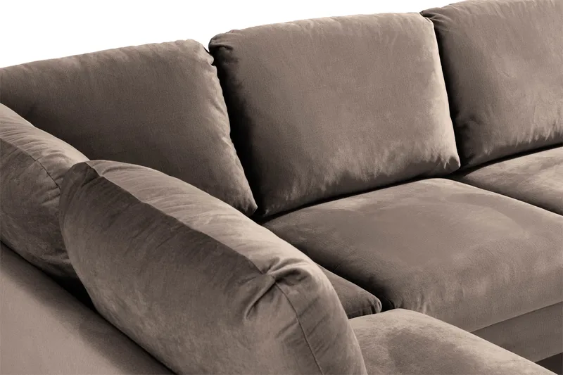 Trend 4-sits Vänstervänd U-formad Soffa med Divan och Schäslong i Sammet - Brun - Möbler - Vardagsrum - Soffor - U-soffor