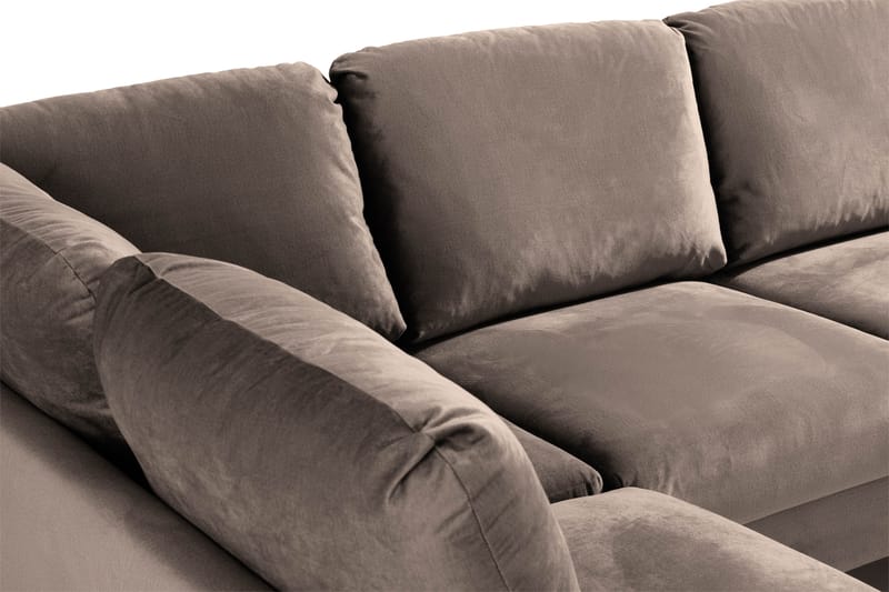 Trend 4-sits Vänstervänd U-formad Soffa med Divan och Schäslong i Sammet - Brun - Möbler - Vardagsrum - Soffor - U-soffor