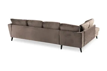 Trend 4-sits Vänstervänd U-formad Soffa med Divan och Schäslong i Sammet - Brun - Möbler - Vardagsrum - Soffor - U-soffor