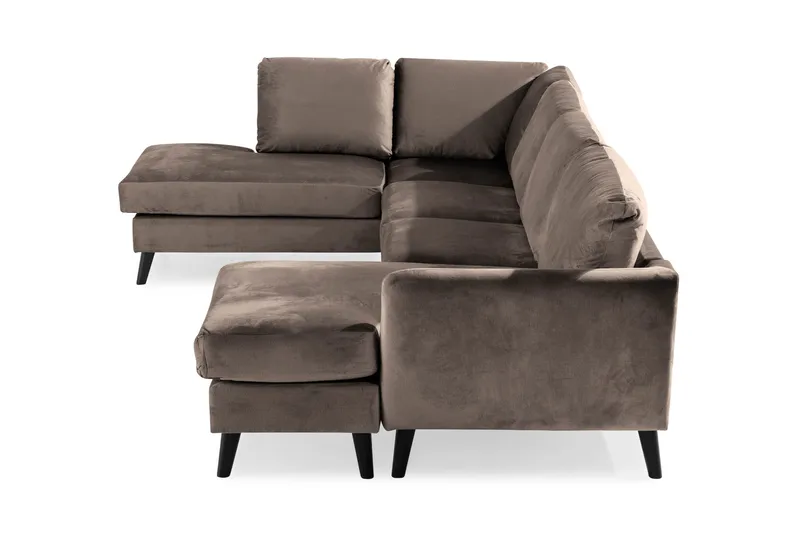 Trend 4-sits Vänstervänd U-formad Soffa med Divan och Schäslong i Sammet - Brun - Möbler - Vardagsrum - Soffor - U-soffor