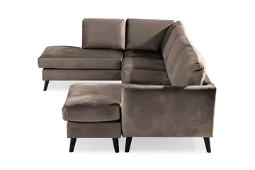 Trend 4-sits Vänstervänd U-formad Soffa med Divan och Schäslong i Sammet - Brun - Möbler - Vardagsrum - Soffor - U-soffor