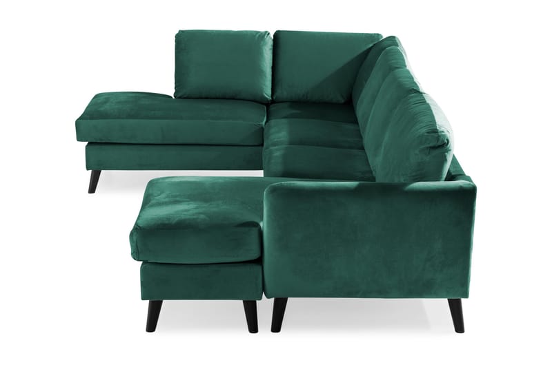 Trend 4-sits Vänstervänd U-formad Soffa med Divan och Schäslong i Sammet - Grön - Möbler - Vardagsrum - Soffor - U-soffor