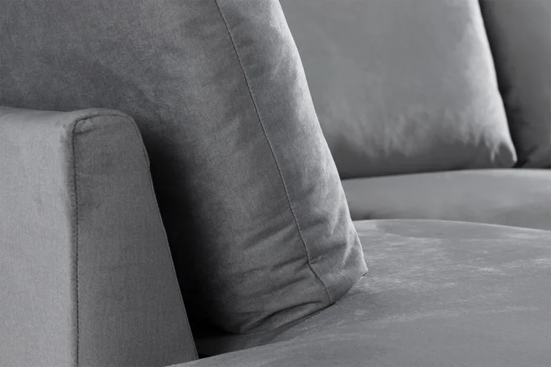 Trend 4-sits Vänstervänd U-formad Soffa med Divan och Schäslong i Sammet - Ljusgrå - Möbler - Vardagsrum - Soffor - U-soffor