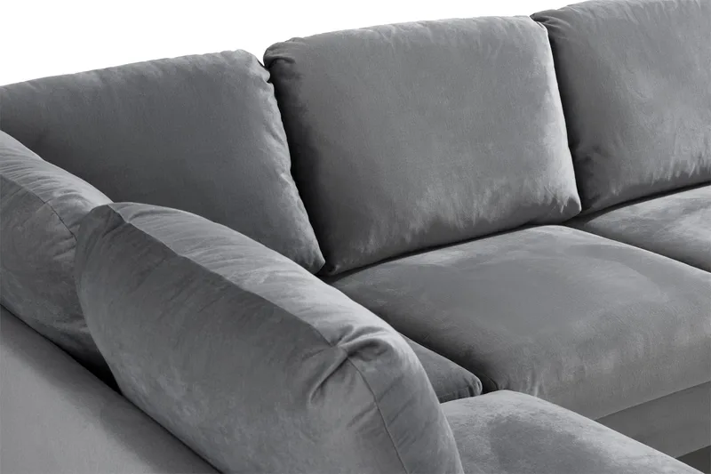 Trend 4-sits Vänstervänd U-formad Soffa med Divan och Schäslong i Sammet - Ljusgrå - Möbler - Vardagsrum - Soffor - U-soffor