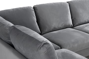 Trend 4-sits Vänstervänd U-formad Soffa med Divan och Schäslong i Sammet - Ljusgrå - Möbler - Vardagsrum - Soffor - U-soffor