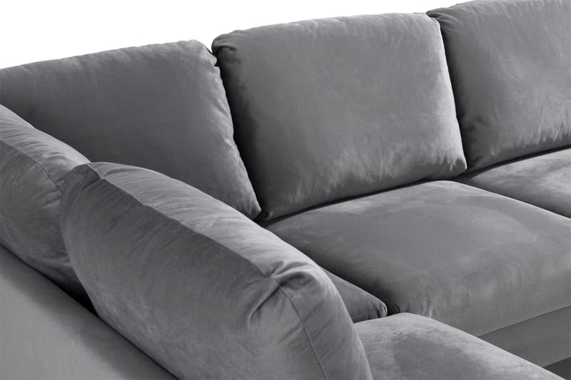 Trend 4-sits Vänstervänd U-formad Soffa med Divan och Schäslong i Sammet - Ljusgrå - Möbler - Vardagsrum - Soffor - U-soffor