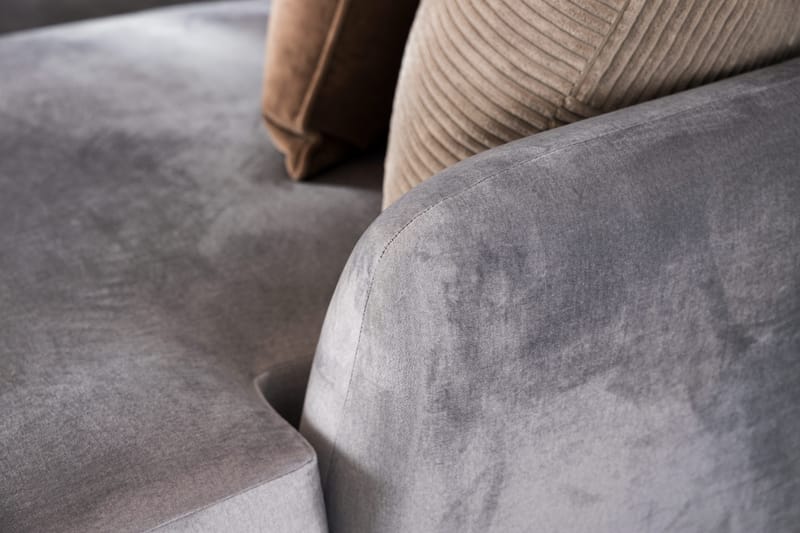 Trend 4-sits Vänstervänd U-formad Soffa med Divan och Schäslong i Sammet - Ljusgrå - Möbler - Vardagsrum - Soffor - U-soffor