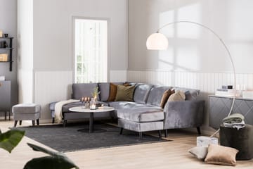 Trend 4-sits Vänstervänd U-formad Soffa med Divan och Schäslong i Sammet - Ljusgrå - Möbler - Vardagsrum - Soffor - U-soffor