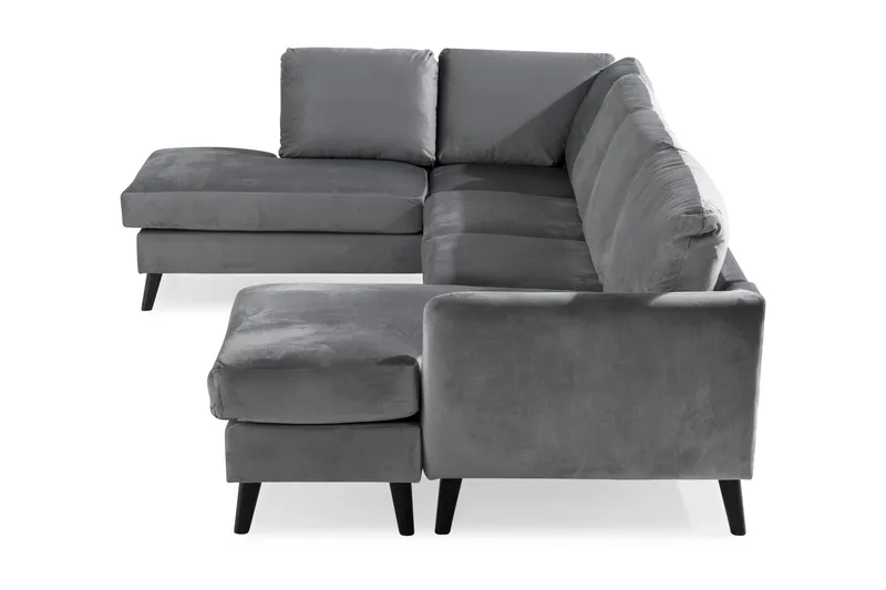 Trend 4-sits Vänstervänd U-formad Soffa med Divan och Schäslong i Sammet - Ljusgrå - Möbler - Vardagsrum - Soffor - U-soffor