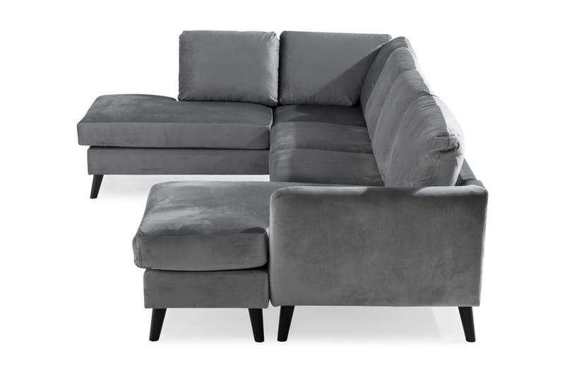 Trend 4-sits Vänstervänd U-formad Soffa med Divan och Schäslong i Sammet - Ljusgrå - Möbler - Vardagsrum - Soffor - U-soffor