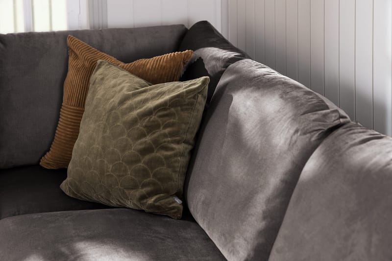 Trend 4-sits Vänstervänd U-formad Soffa med Divan och Schäslong i Sammet - Mörkgrå - Möbler - Vardagsrum - Soffor - U-soffor