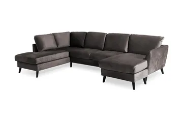 Trend 4-sits Vänstervänd U-formad Soffa med Divan och Schäslong i Sammet - Mörkgrå - Möbler - Vardagsrum - Soffor - U-soffor
