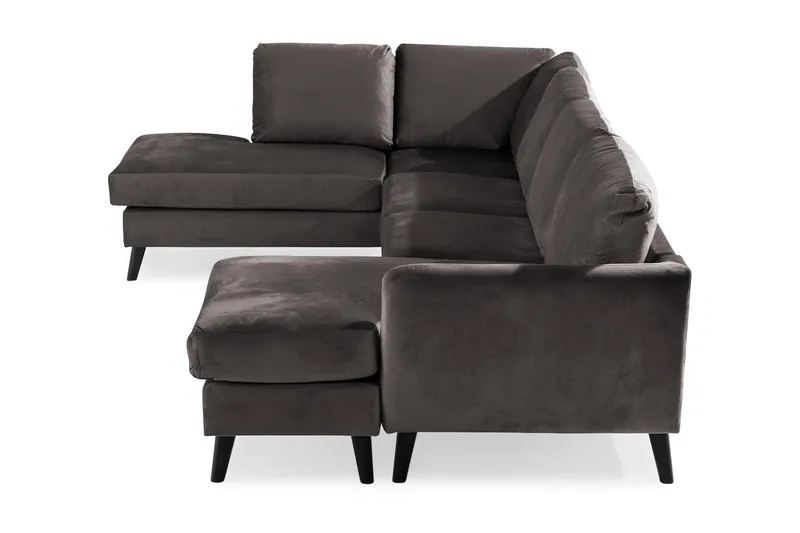 Trend 4-sits Vänstervänd U-formad Soffa med Divan och Schäslong i Sammet - Mörkgrå - Möbler - Vardagsrum - Soffor - U-soffor