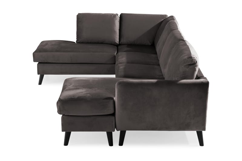 Trend 4-sits Vänstervänd U-formad Soffa med Divan och Schäslong i Sammet - Mörkgrå - Möbler - Vardagsrum - Soffor - U-soffor