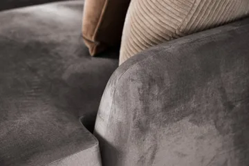 Trend 4-sits Vänstervänd U-formad Soffa med Divan och Schäslong i Sammet - Mörkgrå - Möbler - Vardagsrum - Soffor - U-soffor