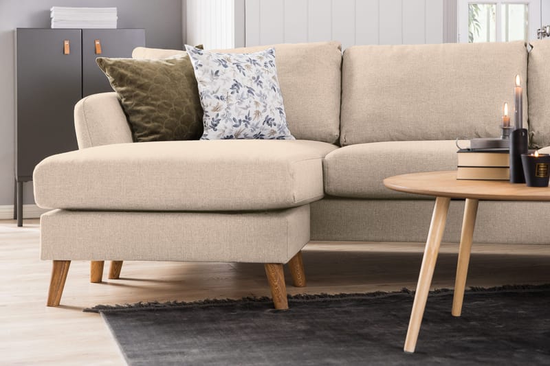 Trend 4-sits Vänstervänd U-formad Soffa med Divan och Schäslong i Tyg - Beige - Möbler - Vardagsrum - Soffor - U-soffor