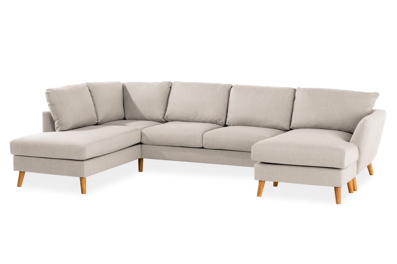 Trend 4-sits Vänstervänd U-formad Soffa med Divan och Schäslong i Tyg - Beige - Möbler - Vardagsrum - Soffor - U-soffor