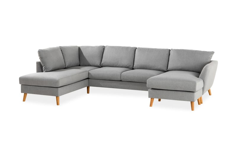 Trend 4-sits Vänstervänd U-formad Soffa med Divan och Schäslong i Tyg - Grå - Möbler - Vardagsrum - Soffor - U-soffor
