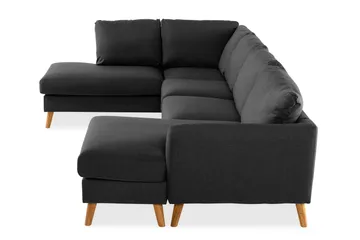 Trend 4-sits Vänstervänd U-formad Soffa med Divan och Schäslong i Tyg - Svart - Möbler - Vardagsrum - Soffor - U-soffor