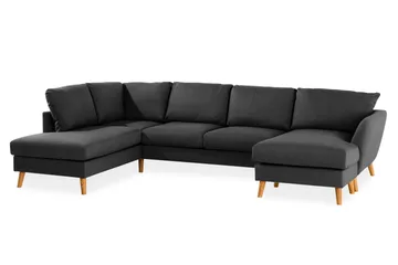 Trend 4-sits Vänstervänd U-formad Soffa med Divan och Schäslong i Tyg - Svart - Möbler - Vardagsrum - Soffor - U-soffor