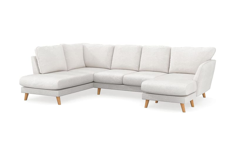 Trend Lyx 4-sits Högervänd U-formad Soffa med Divan och Schäslong i Bouclé - Vit - Möbler - Vardagsrum - Soffor - U-soffor