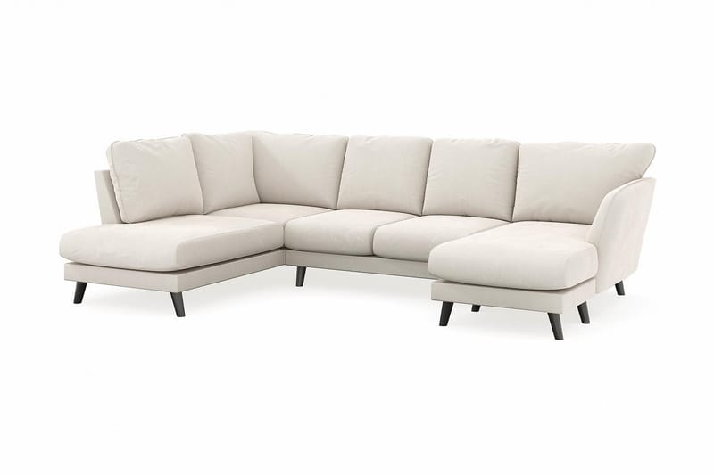 Trend Lyx 4-sits Högervänd U-formad Soffa med Divan och Schäslong i Sammet - Krämvit - Möbler - Vardagsrum - Soffor - U-soffor