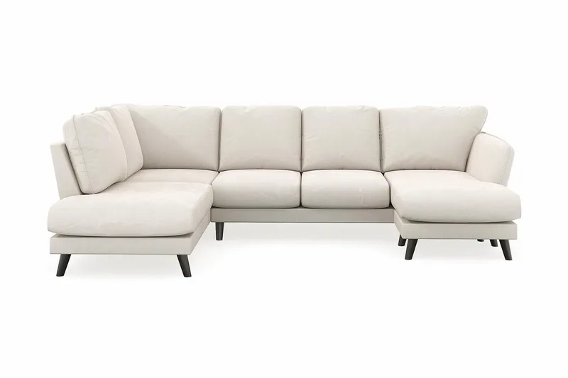 Trend Lyx 4-sits Högervänd U-formad Soffa med Divan och Schäslong i Sammet, Krämvit