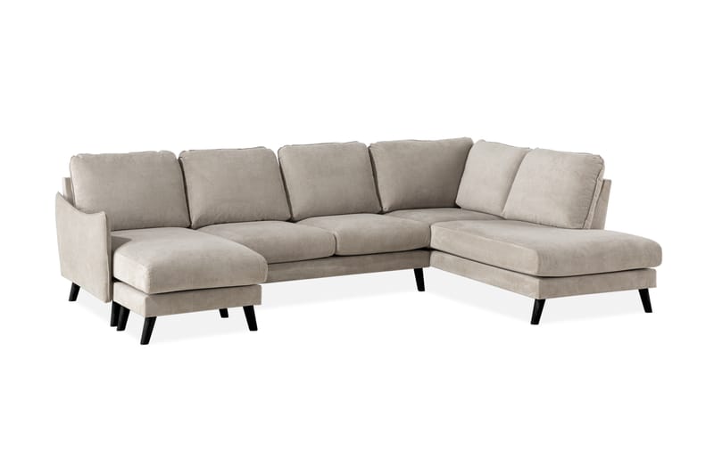 Trend Lyx 4-sits Högervänd U-formad Soffa med Divan och Schäslong i Tyg - Beige - Möbler - Vardagsrum - Soffor - U-soffor