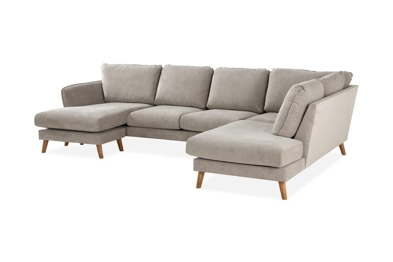 Trend Lyx 4-sits Högervänd U-formad Soffa med Divan och Schäslong i Tyg - Beige - Möbler - Vardagsrum - Soffor - U-soffor