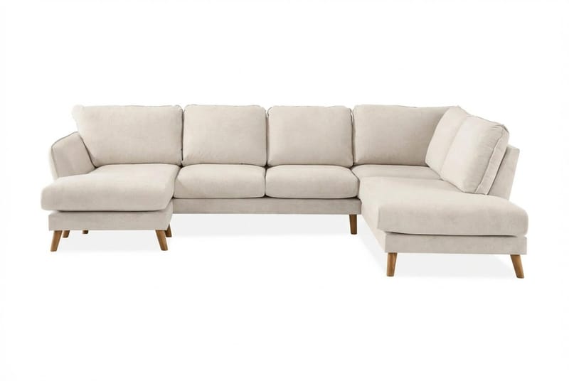 Trend Lyx 4-sits Högervänd U-formad Soffa med Divan och Schäslong i Tyg - Beige - Möbler - Vardagsrum - Soffor - U-soffor