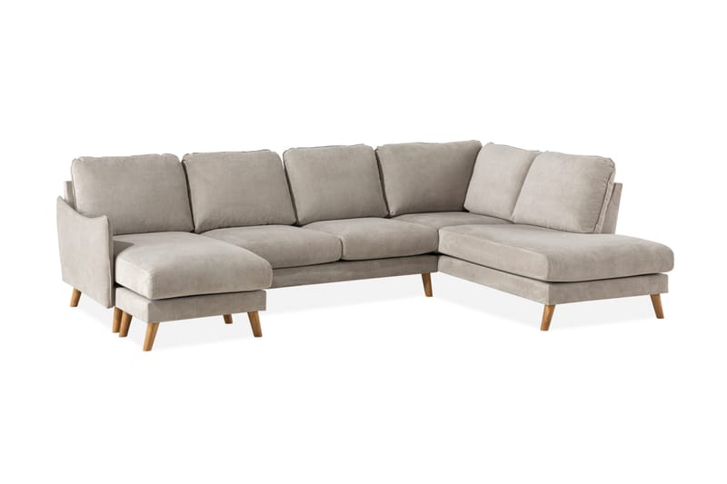 Trend Lyx 4-sits Högervänd U-formad Soffa med Divan och Schäslong i Tyg - Beige - Möbler - Vardagsrum - Soffor - U-soffor